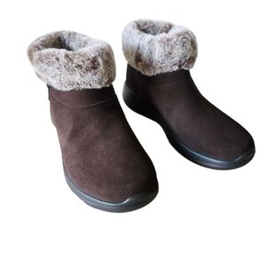 Skechers Dark Brown Ankle Boots with Faux Fur New Without Box